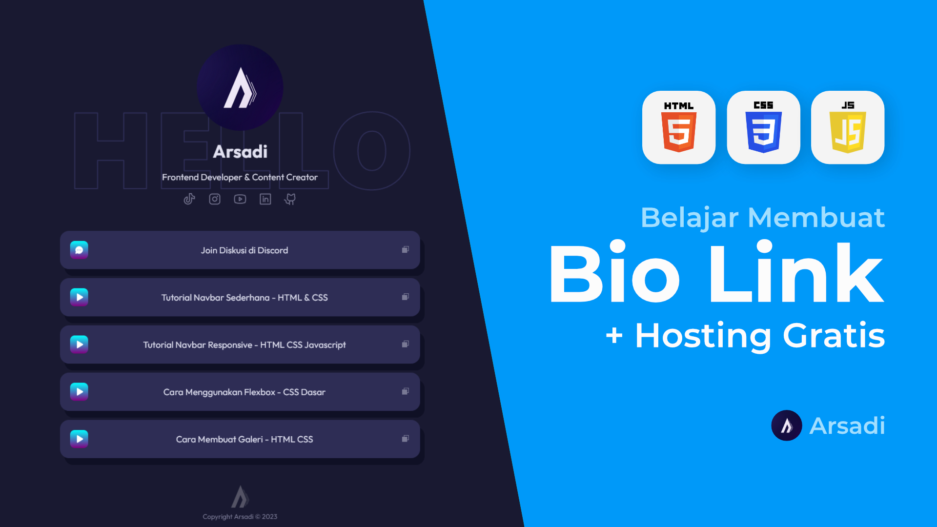 Membuat Bio Link - HTML CSS Javascript