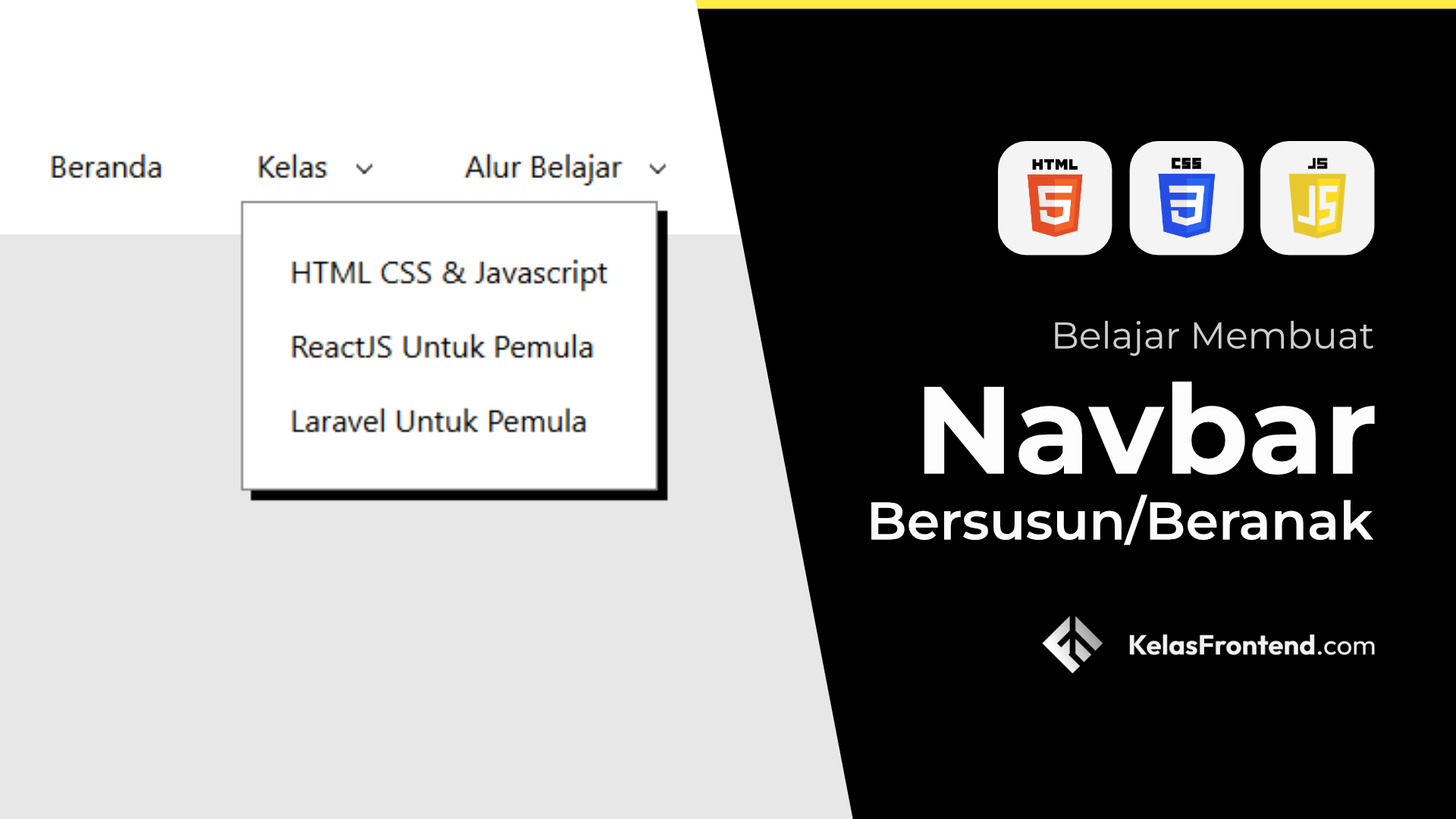 Membuat Navbar Bersusun -  HTML CSS Javascript